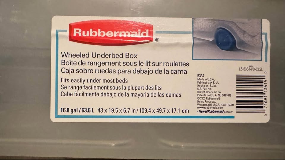 Rubbermaid Wheeled Underbed Storage Boxes X3 - photo 5