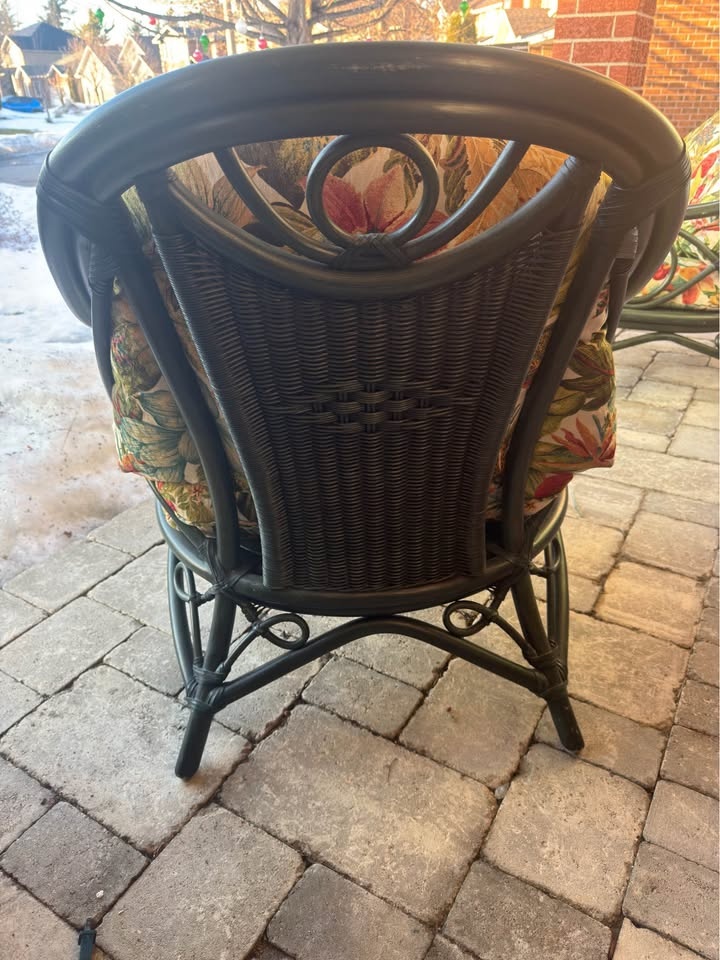 Pair of Outdoor Wicker Patio Chairs with Cushions - photo 5