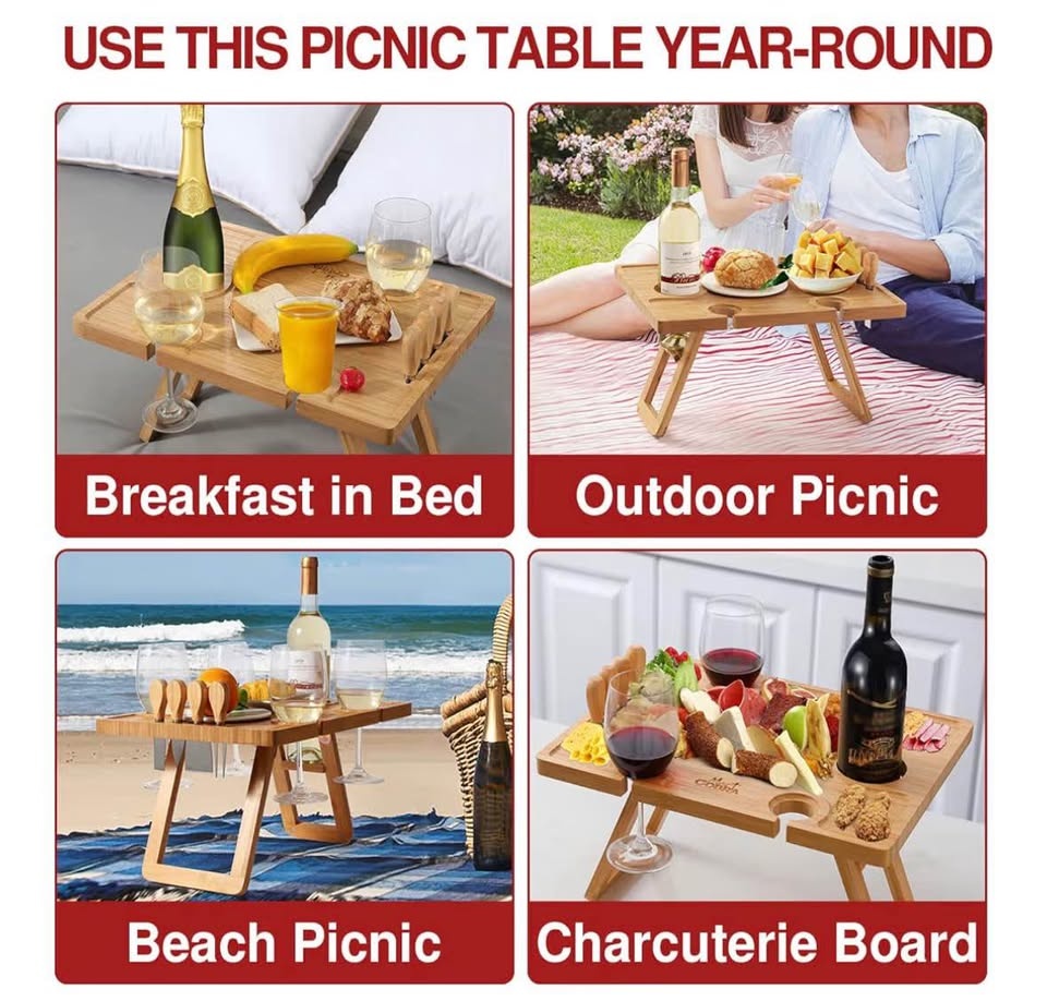 Portable Picnic Wine Table - photo 2