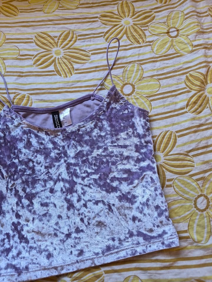 H&M Purple Velour Crop Top - photo 3