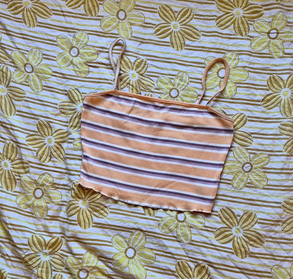 Ardene Orange Striped Crop Top