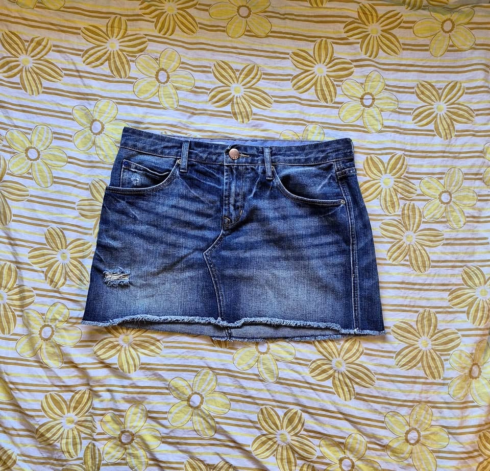 Gap Denim Mini Skirt with Frayed Hem