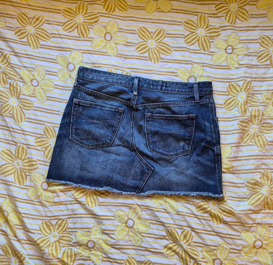 Gap Denim Mini Skirt with Frayed Hem - photo 2