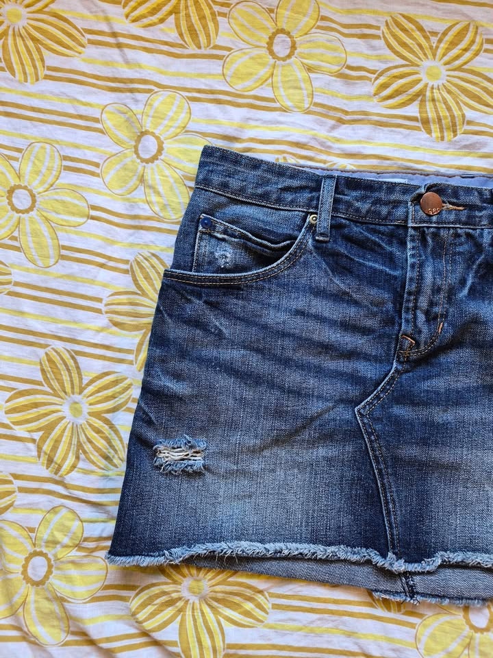 Gap Denim Mini Skirt with Frayed Hem - photo 3