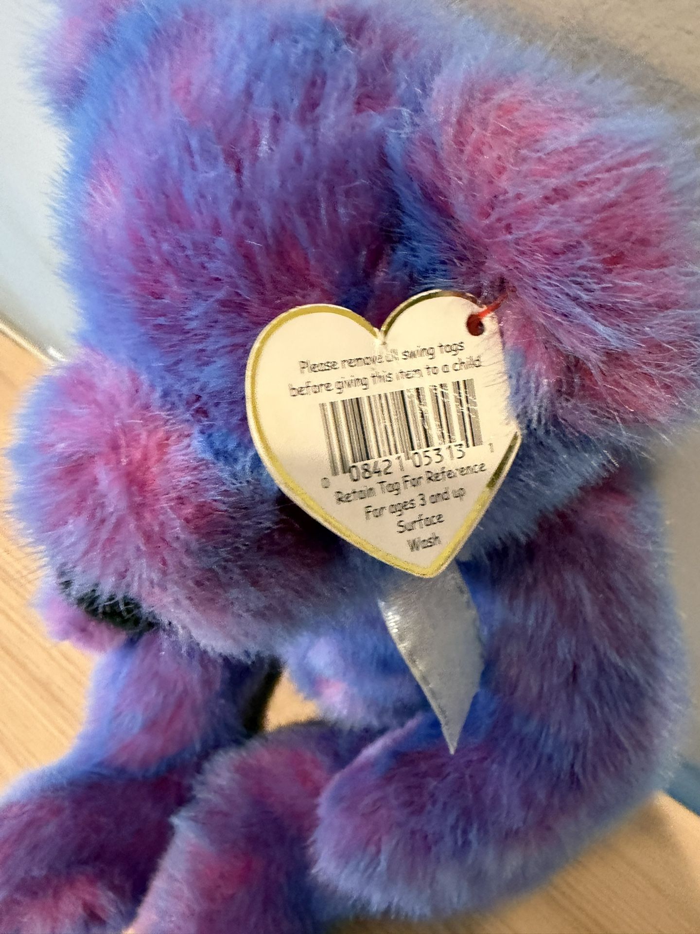 Vtg Ty Classic Beanie Baby Purplebeary Teddy Bear 14" Plush Purp - photo 5