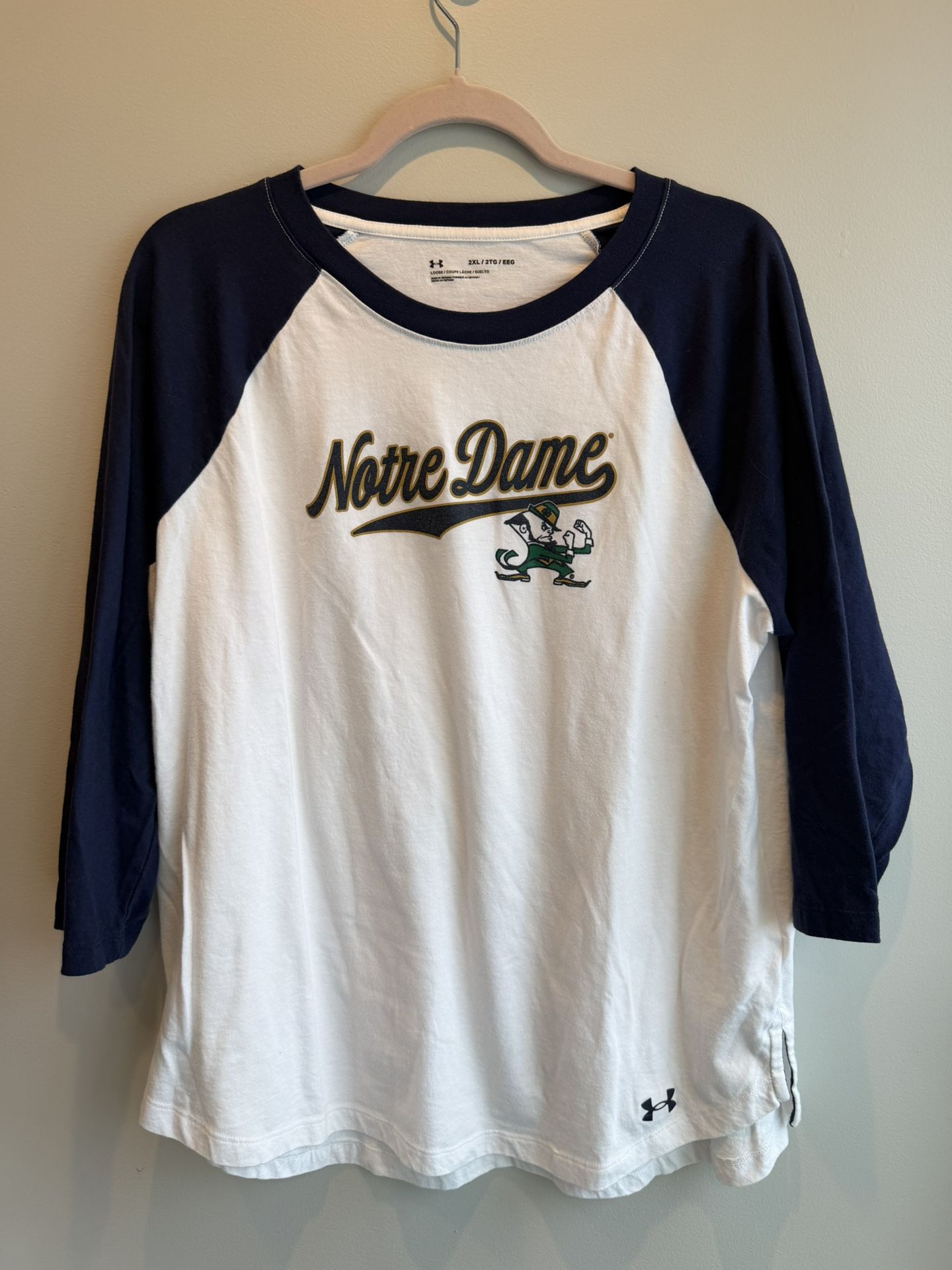 White Under Armour Notre Dame Baseball Shirt 2XL $25
