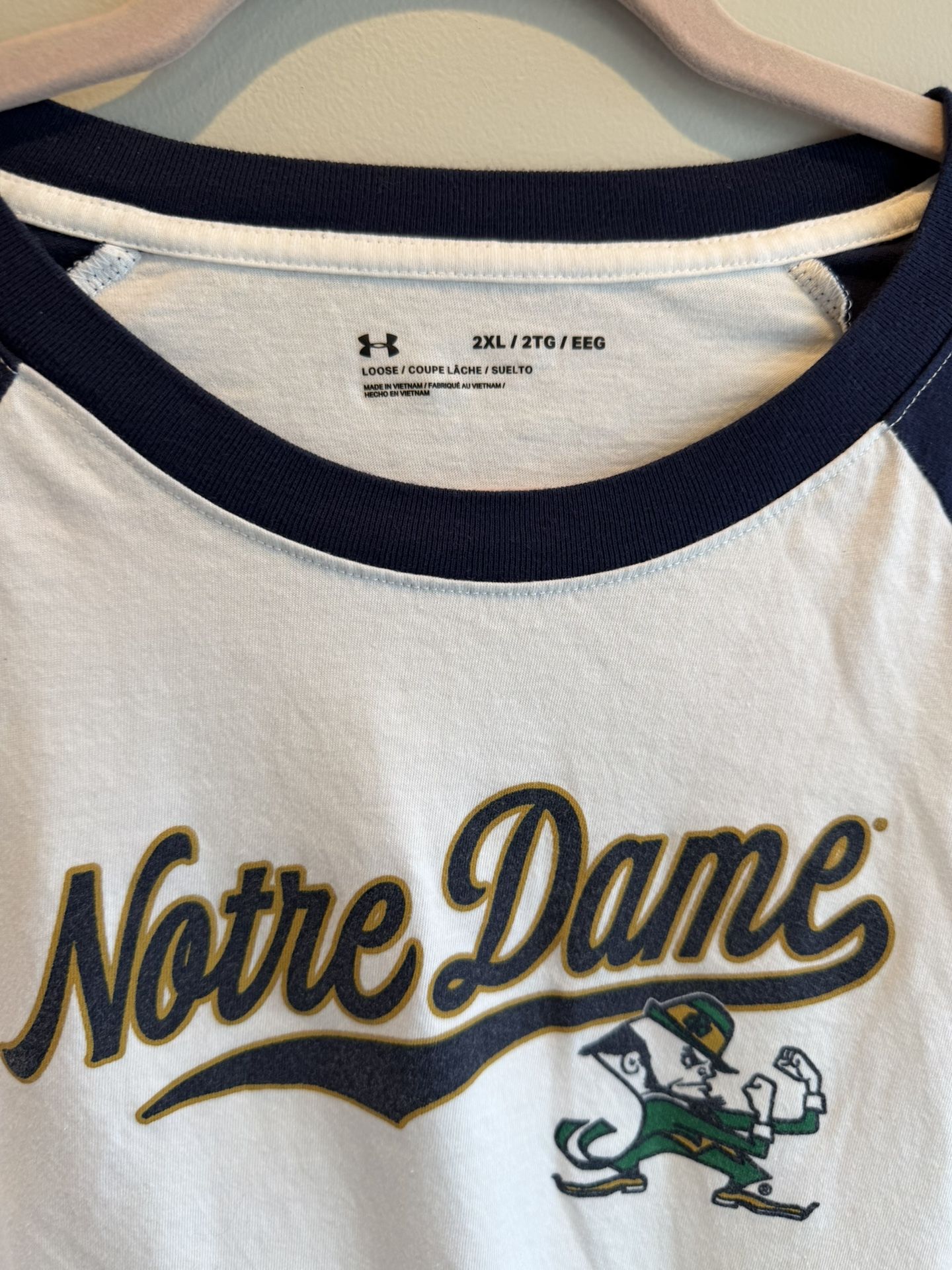 White Under Armour Notre Dame Baseball Shirt 2XL $25 - photo 2