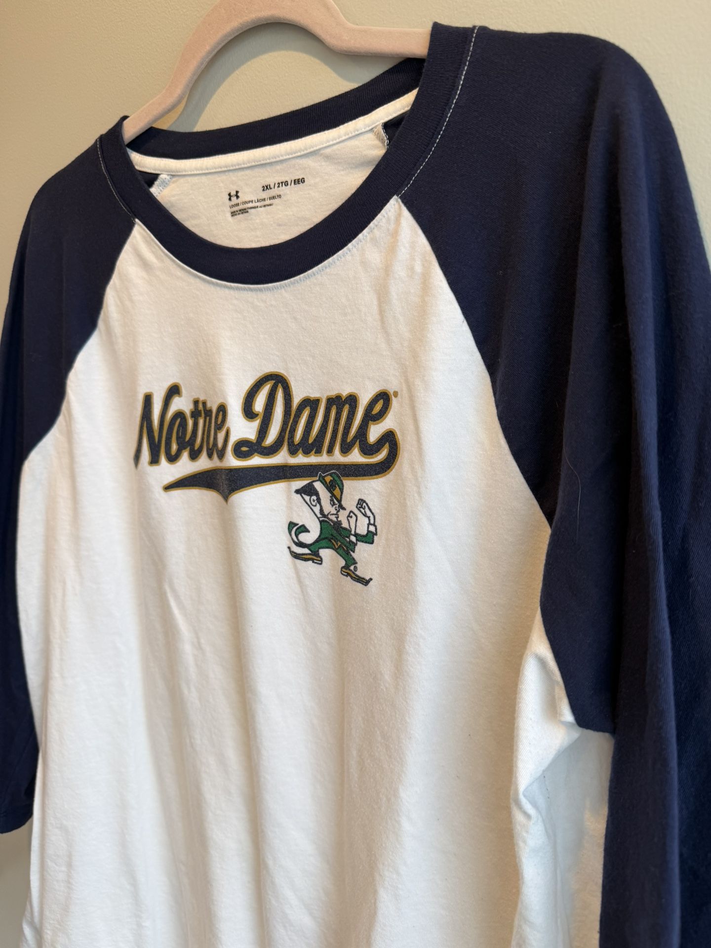 White Under Armour Notre Dame Baseball Shirt 2XL $25 - photo 5