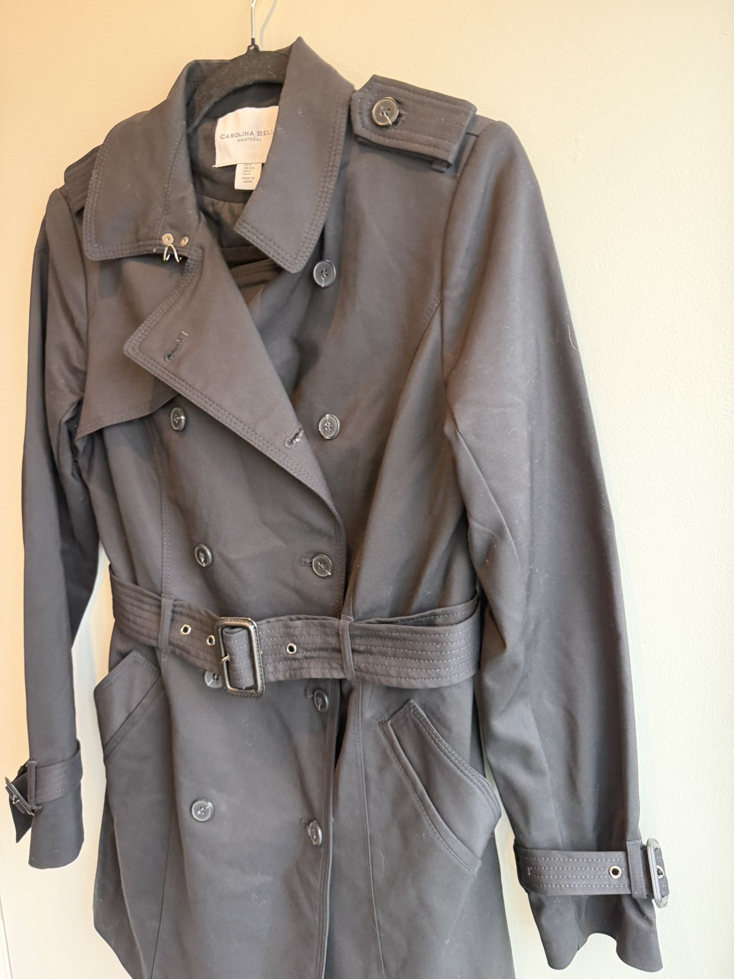 Women's Black Trench Coat - Carolina Belle, Size S - photo 4