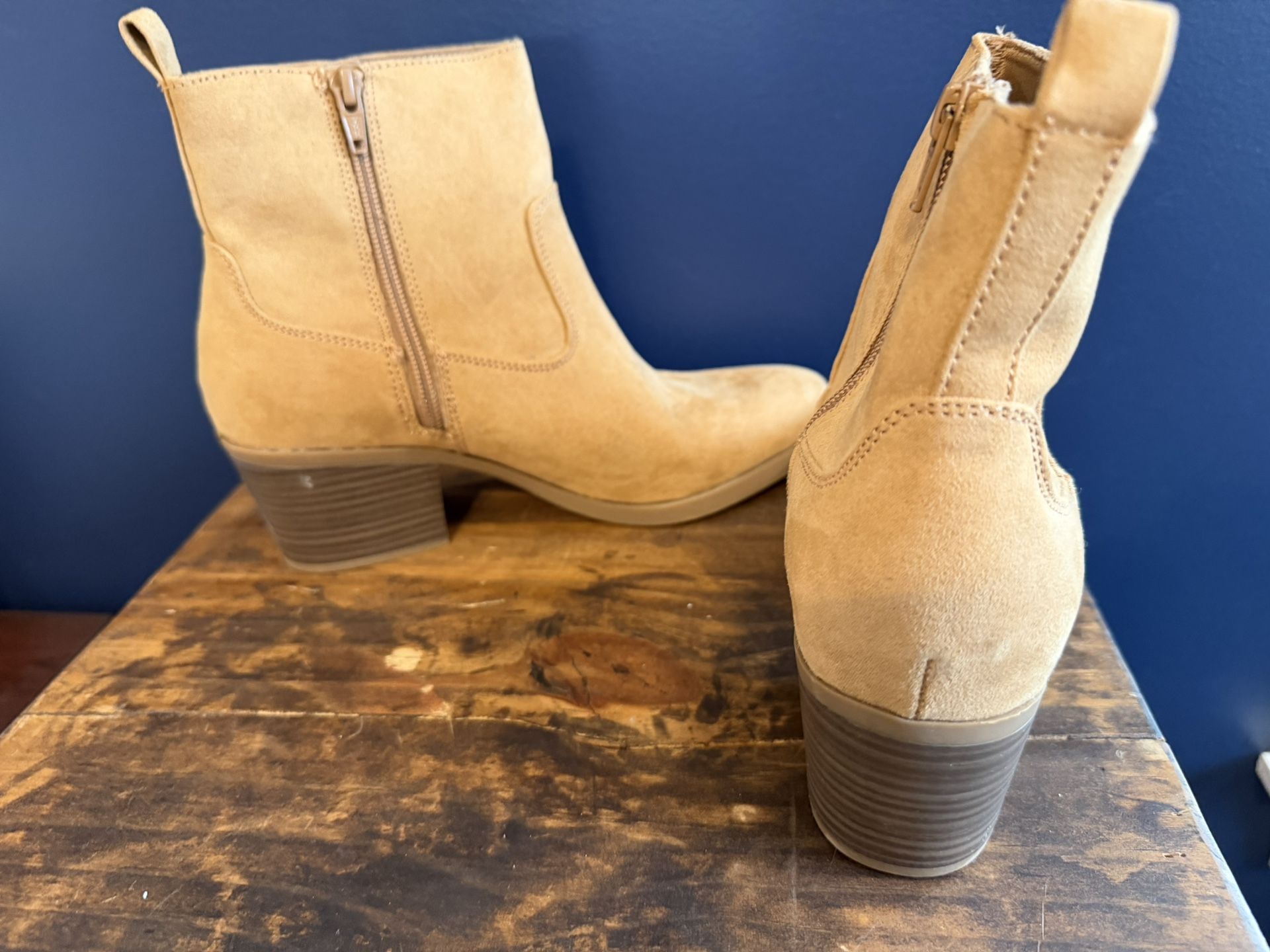 Old Navy Size 8 Camel Faux Suede Ankle Boots - $15 - photo 2