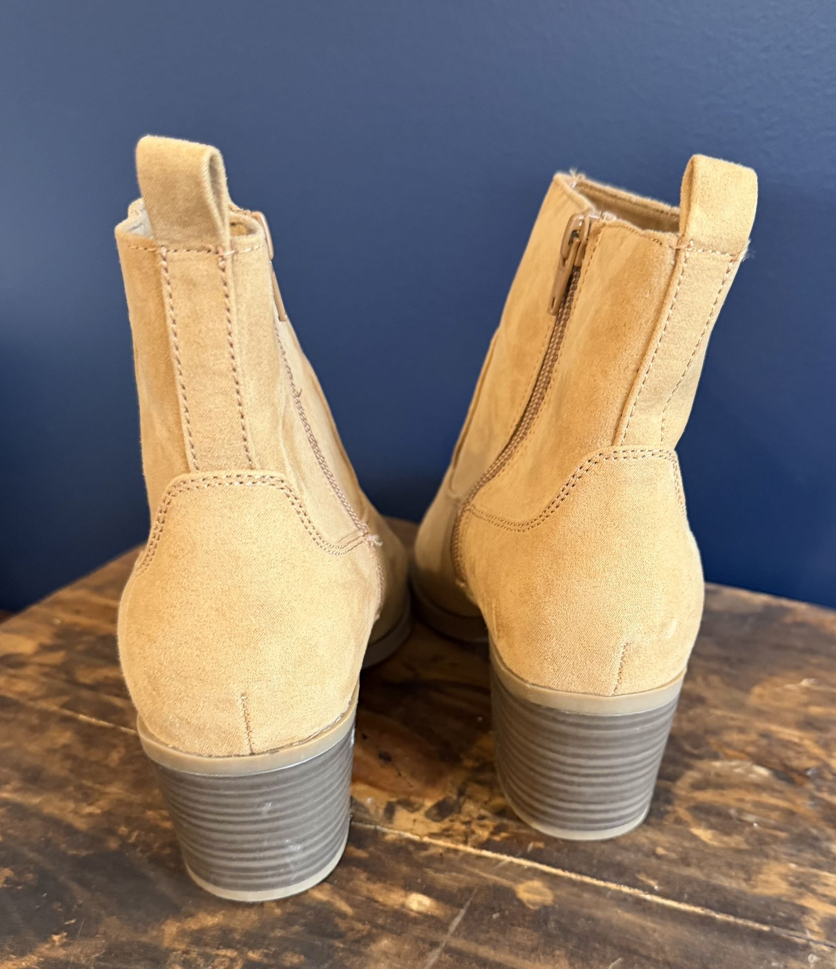 Old Navy Size 8 Camel Faux Suede Ankle Boots - $15 - photo 4