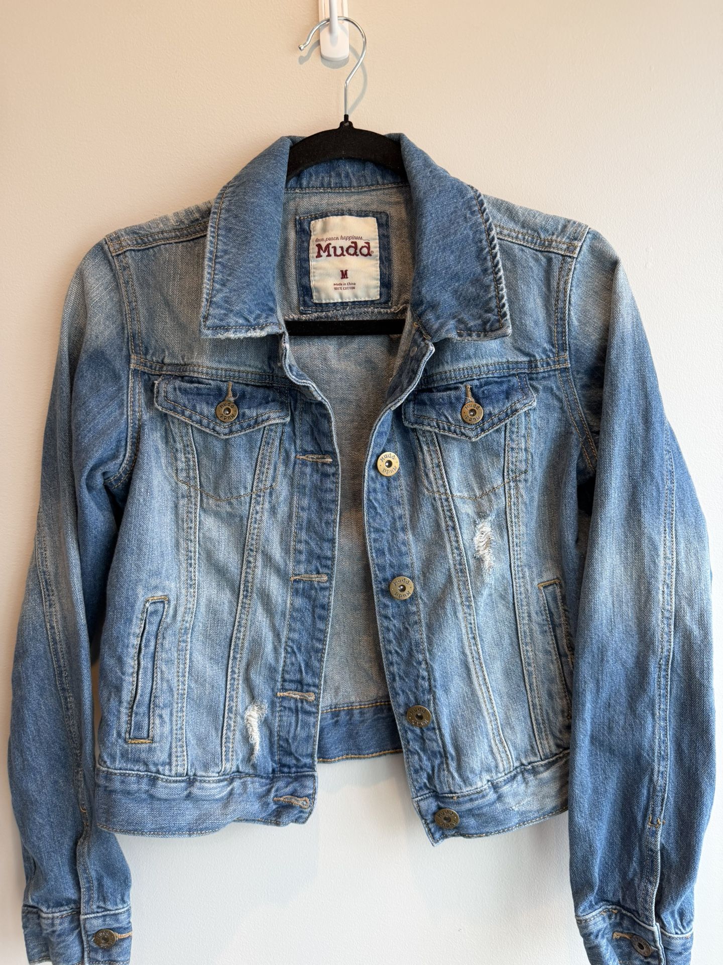 Mudd Junior’s Medium Denim Jean Jacket Distressed $15