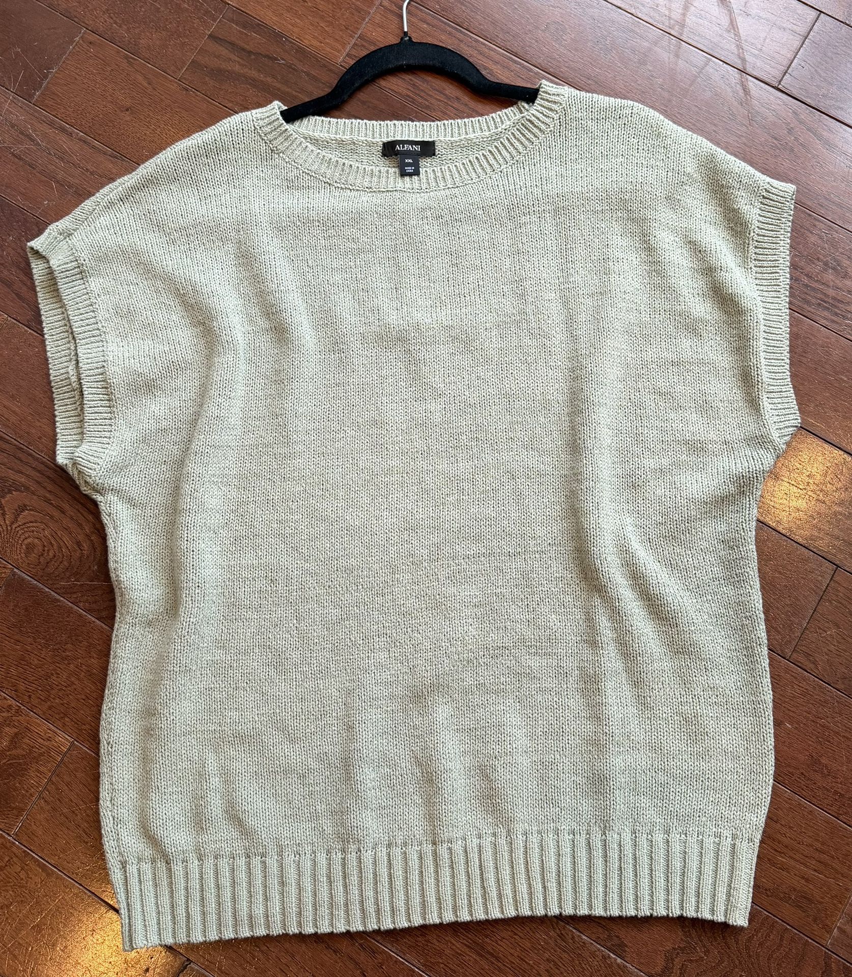 Women's Size 2XL Pale Green Cotton Knit Vest $12