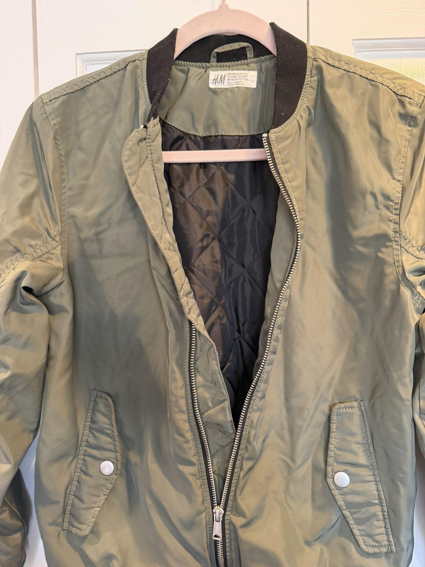 Youth 12/14Y Olive Green H&M Bomber Jacket $15 - photo 3