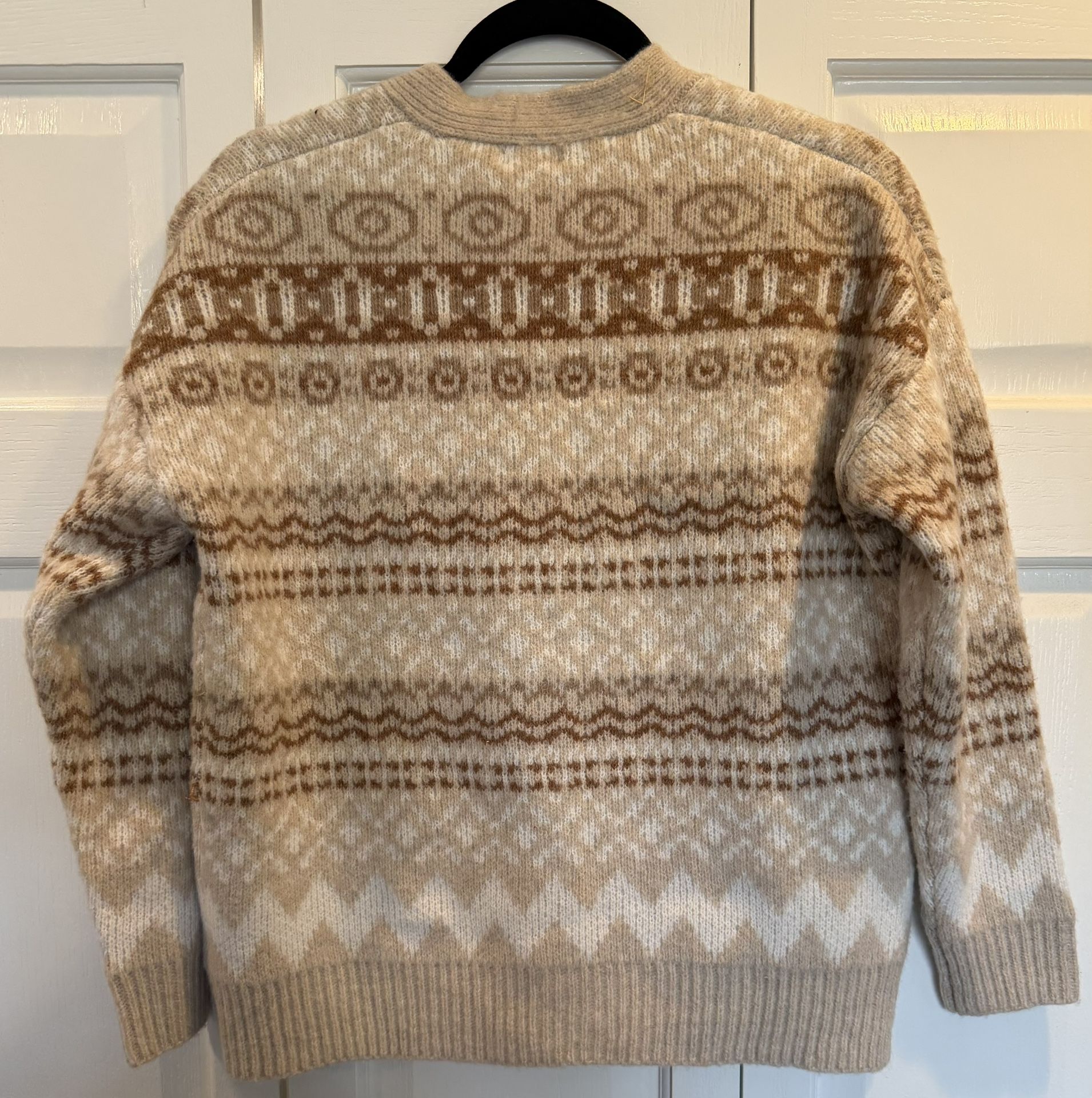 CUPCAKES AND CASHMERE Oatmeal Fair Isle Cardigan Sweater XS $15 - photo 4