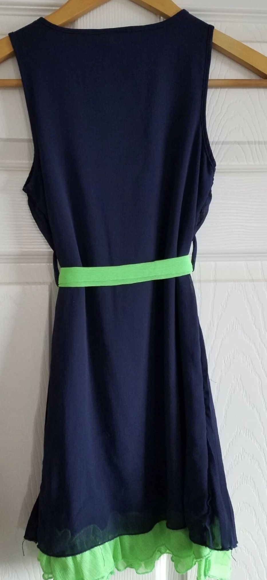 Girls Special Occasion Dress Size 14 Navy/Green w Tie $15 - photo 2