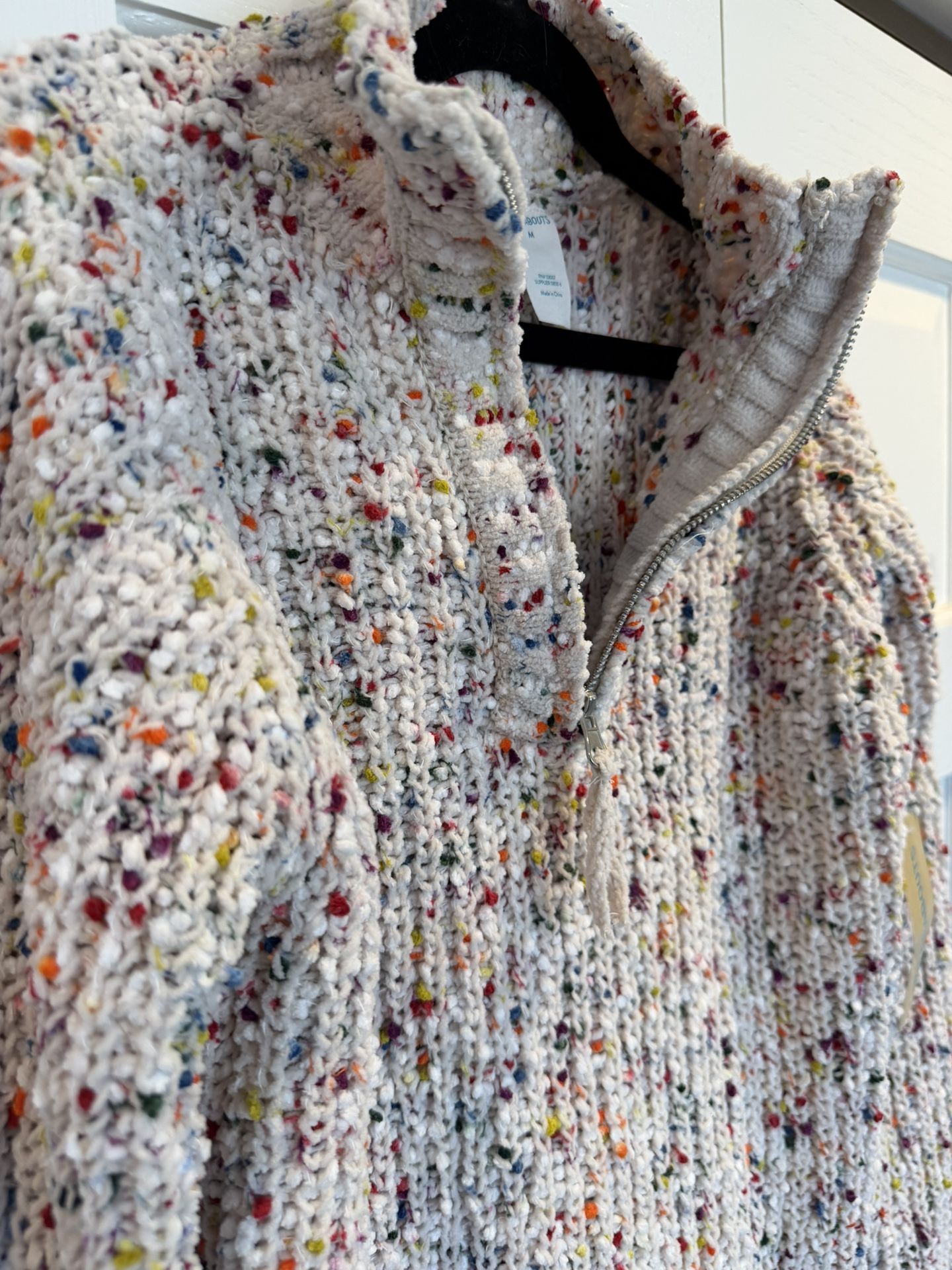 NWT Little Girls Size 7/8 Medium - Confetti Knit Quarter Zip Swe - photo 2