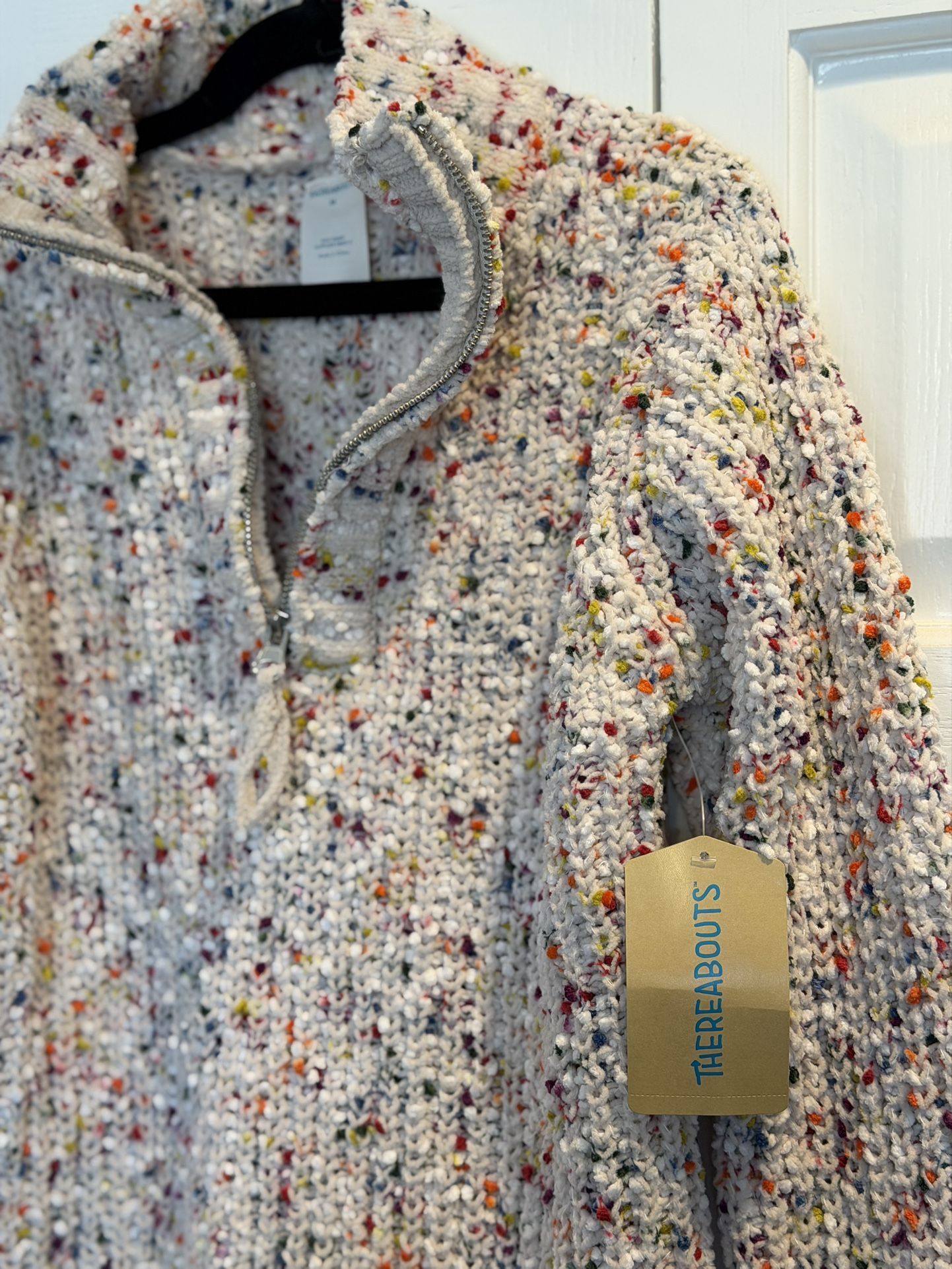 NWT Little Girls Size 7/8 Medium - Confetti Knit Quarter Zip Swe - photo 5