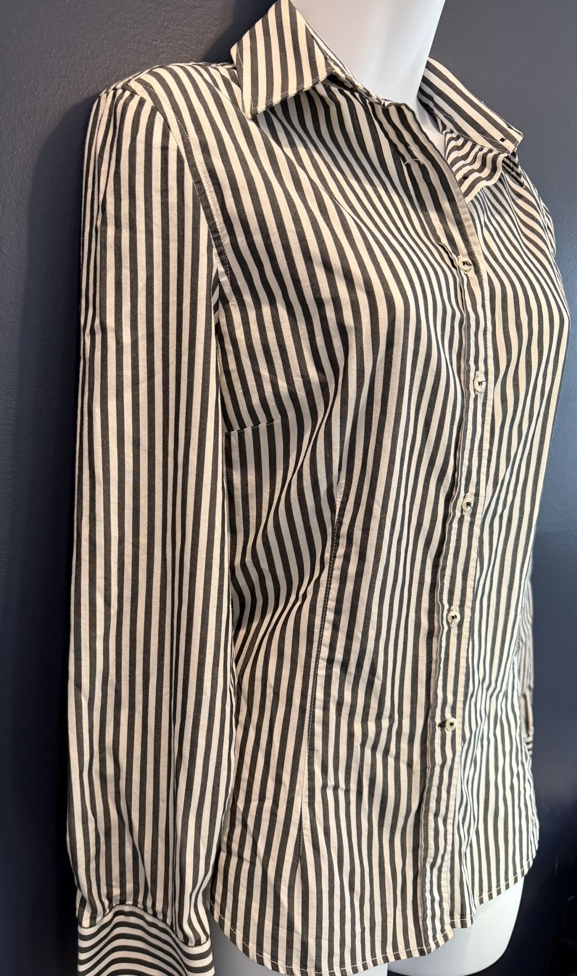 Like New Women’s Medium Zara Basic Striped Collared Shirt $12 - photo 2