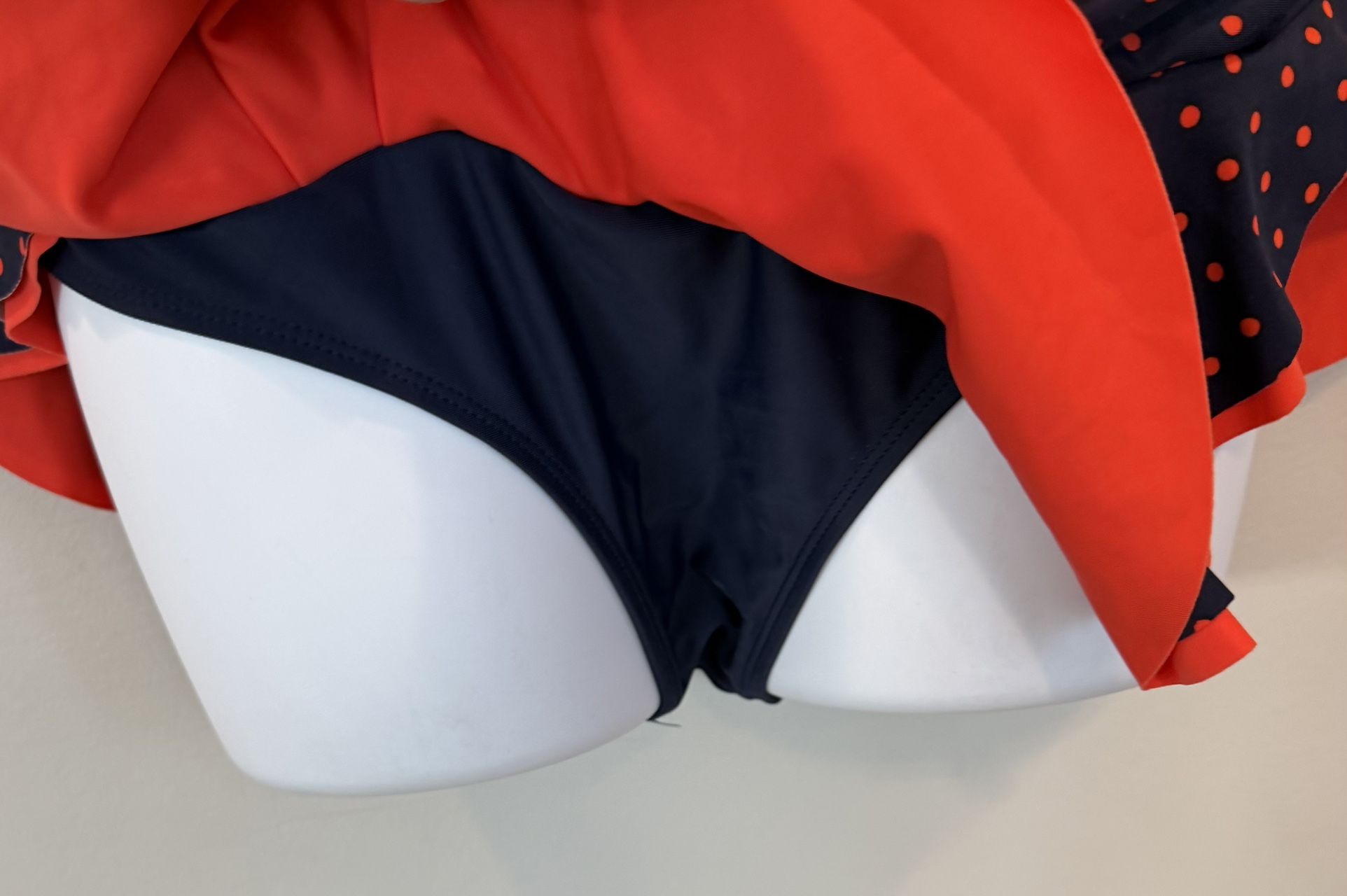 Like New Women's Navy Blue Polka Dot Swimsuit Size 14 - photo 3