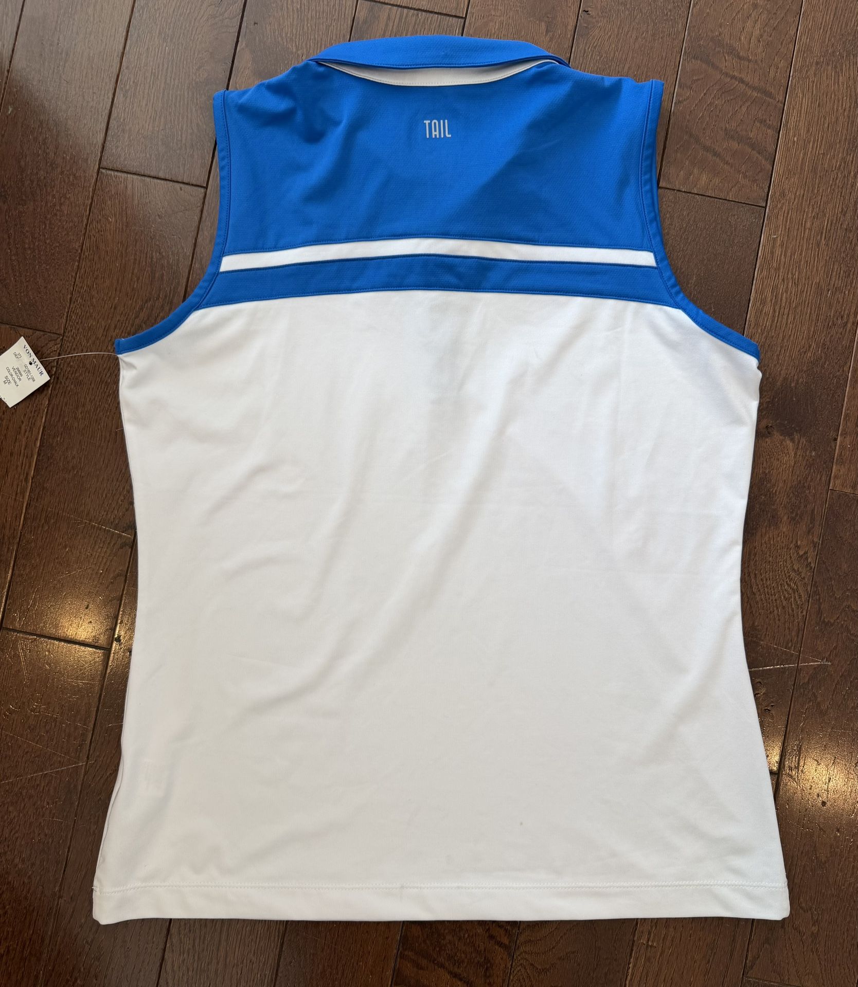 NWT Women's Medium Collared Tank White & Blue Golf Shirt $20 - photo 4