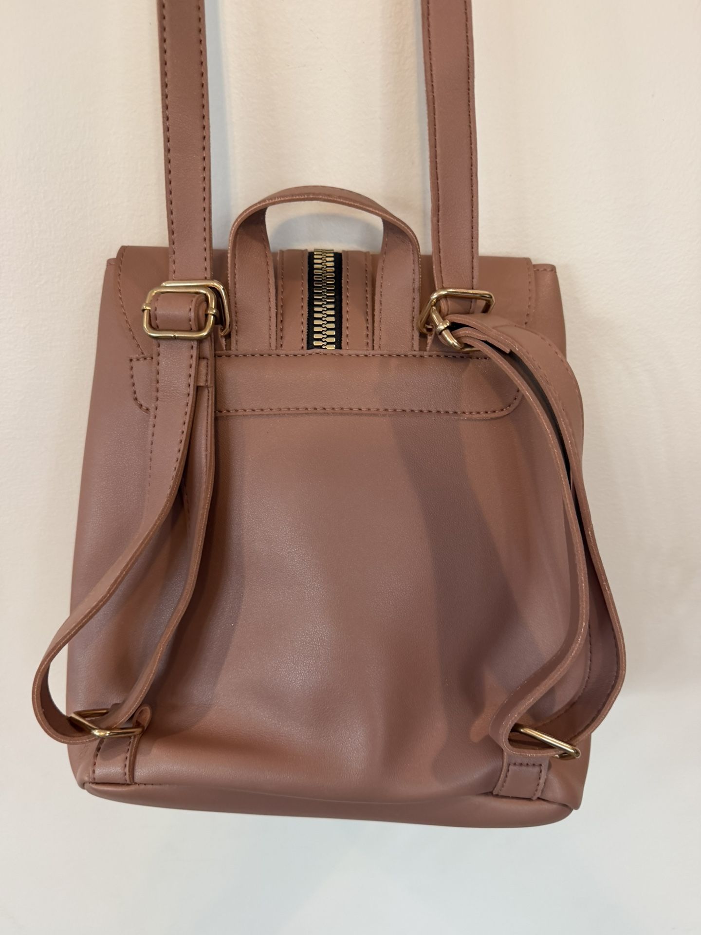 Like New Women’s Dusty Rose Pink Brown Faux Leather Backpack Bag - photo 2