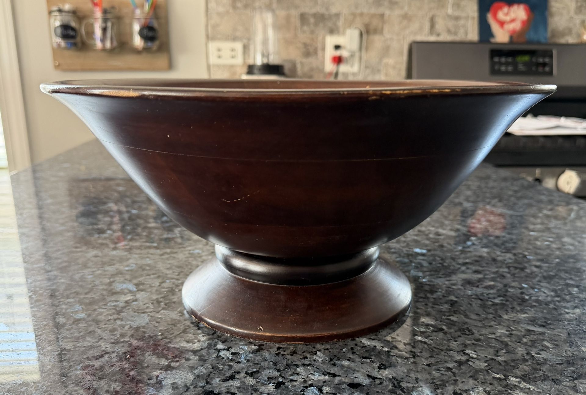 Pottery Barn Round Wooden Pedestal Fruit Bowl $20