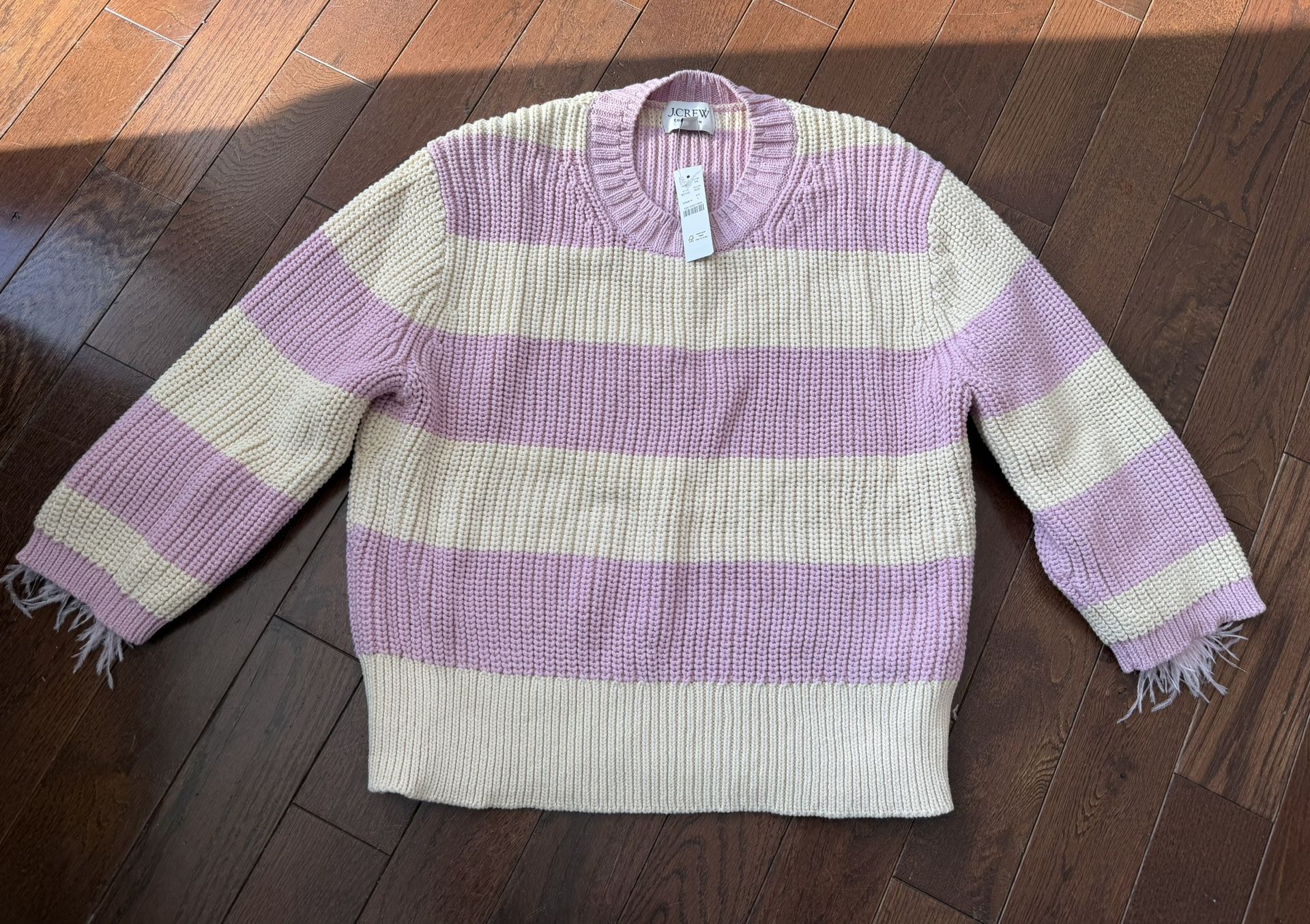 NWT J. Crew Women's Frayed Sleeve Sweater - Size L