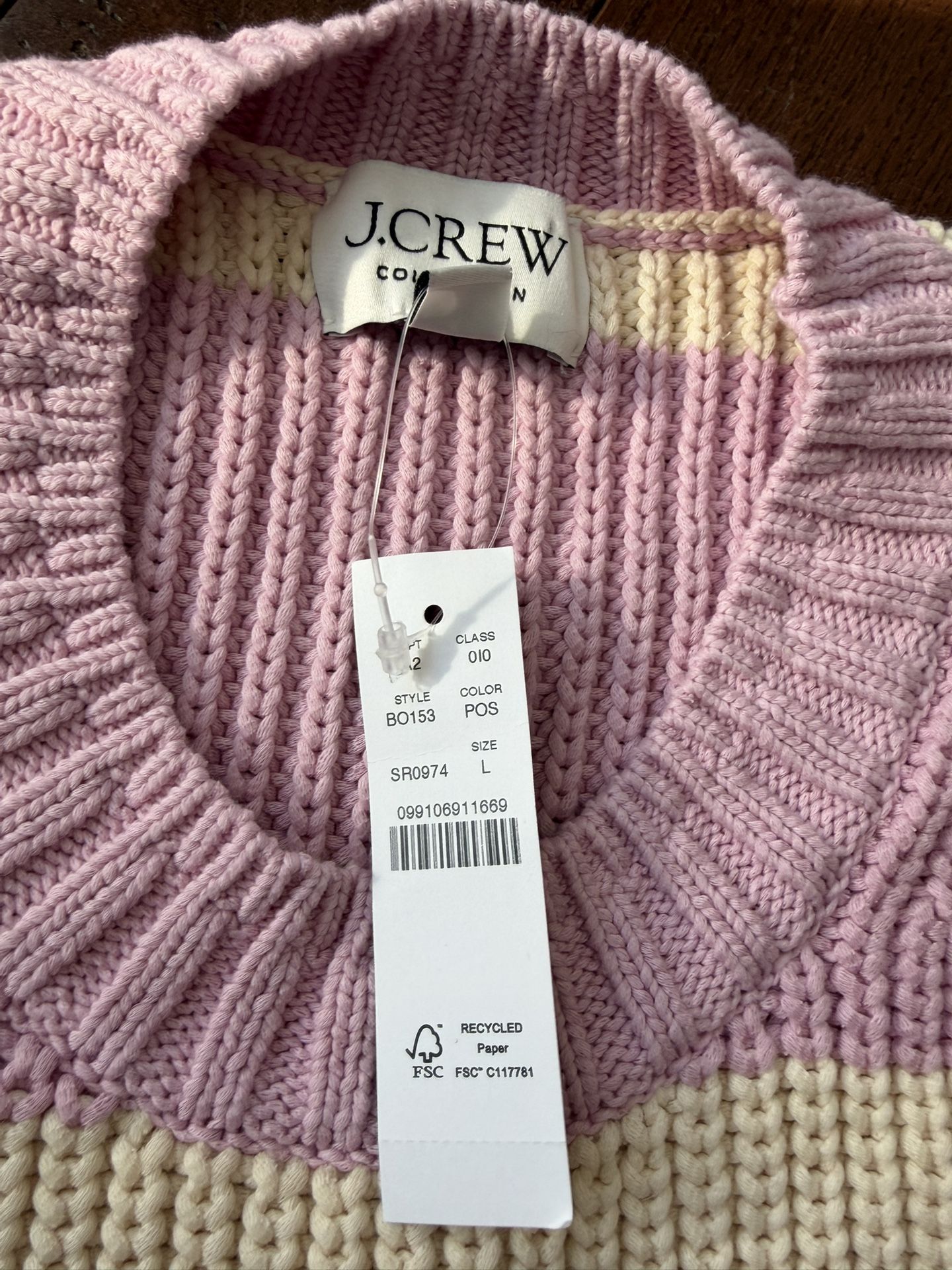 NWT J. Crew Women's Frayed Sleeve Sweater - Size L - photo 5