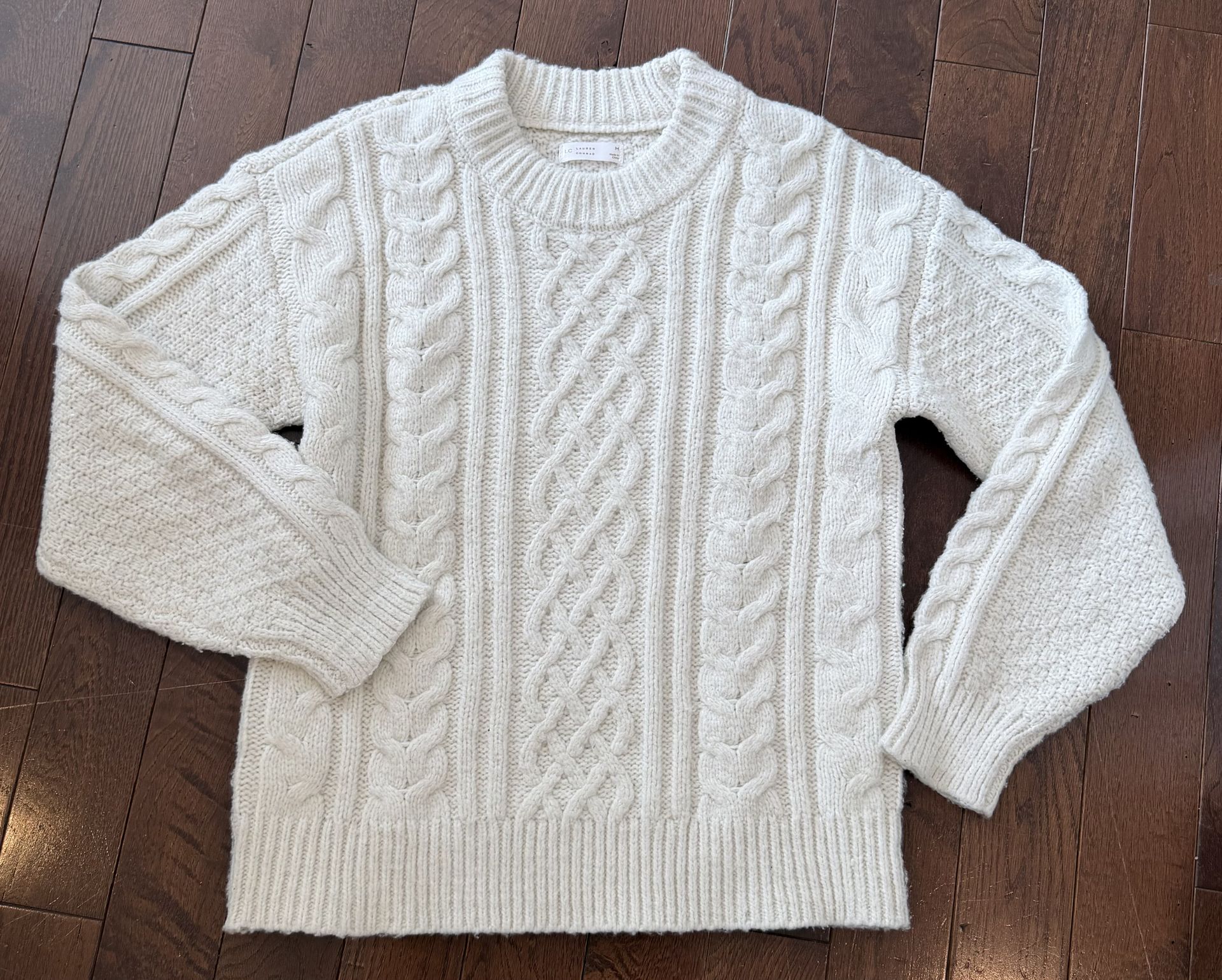 Women's Medium Cream Cable-Knit Lauren Conrad Sweater - $20