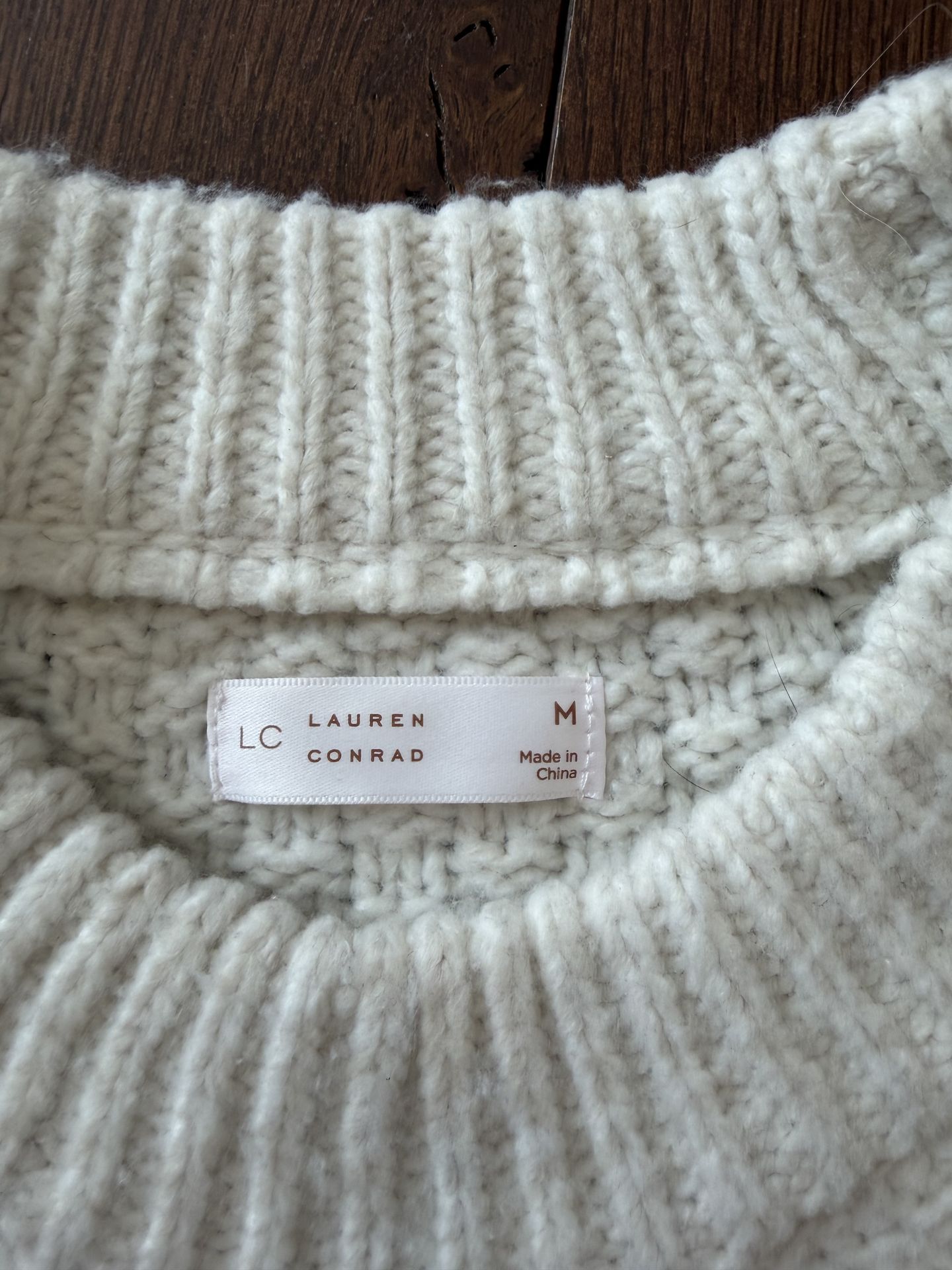 Women's Medium Cream Cable-Knit Lauren Conrad Sweater - $20 - photo 2