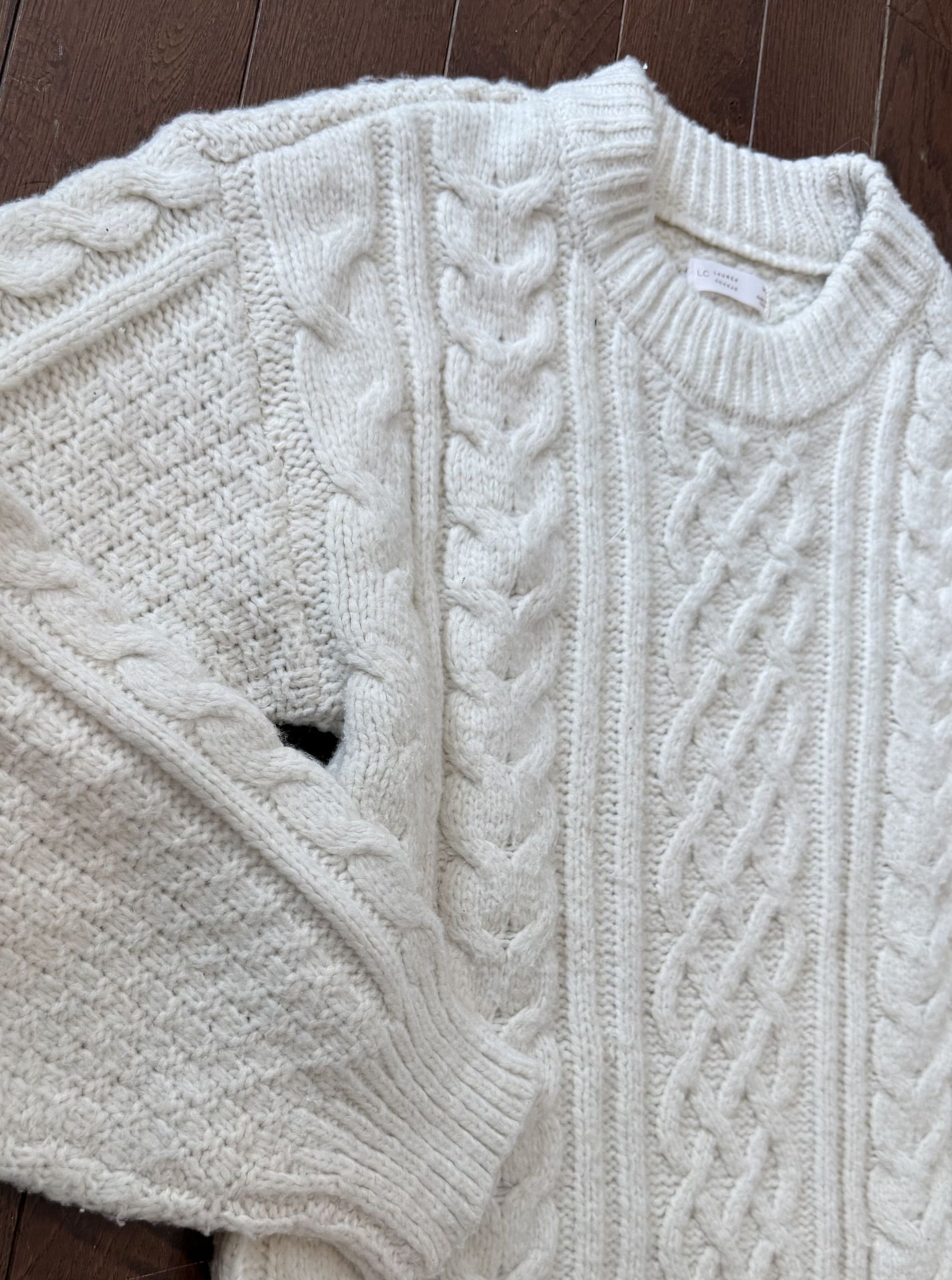Women's Medium Cream Cable-Knit Lauren Conrad Sweater - $20 - photo 3