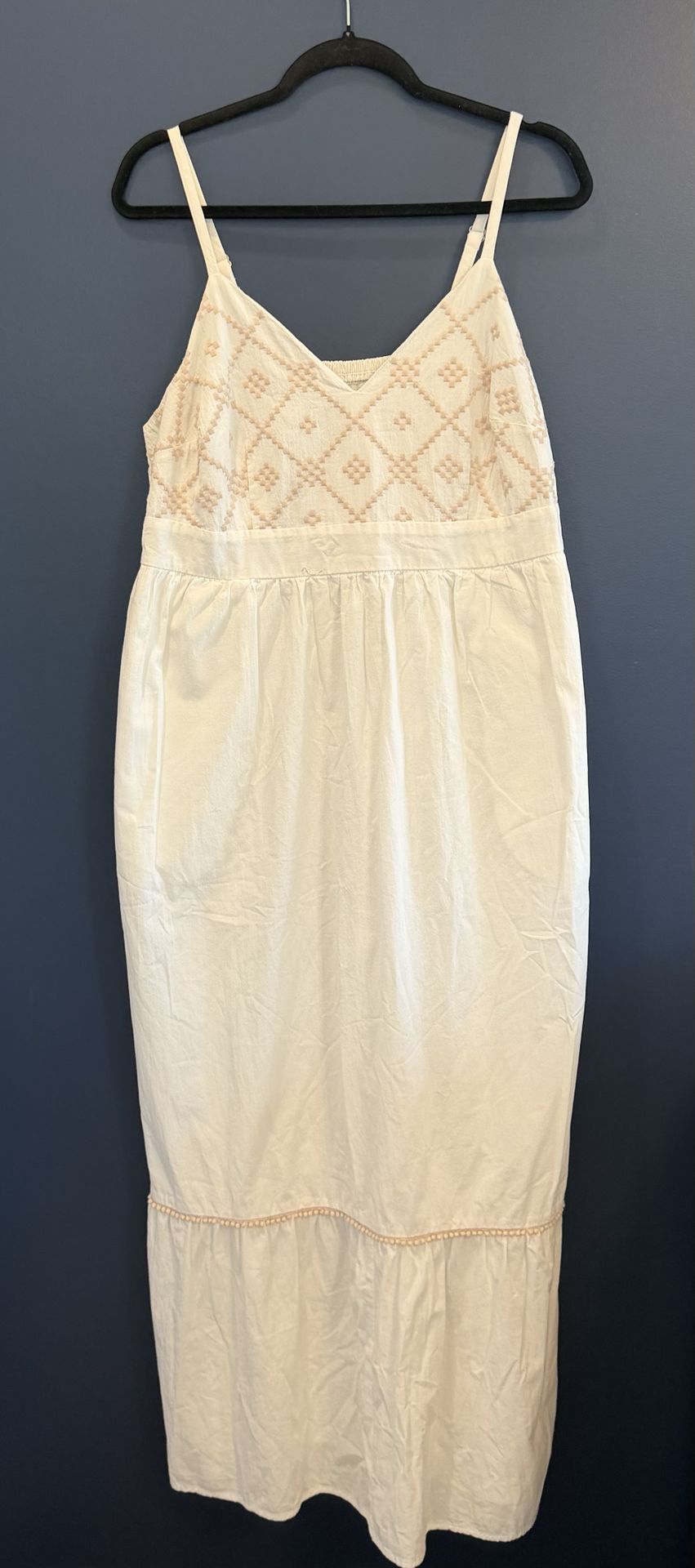 Women's Ava & Viv Sundress XL White & Tan Embroidery Spaghetti S - photo 2