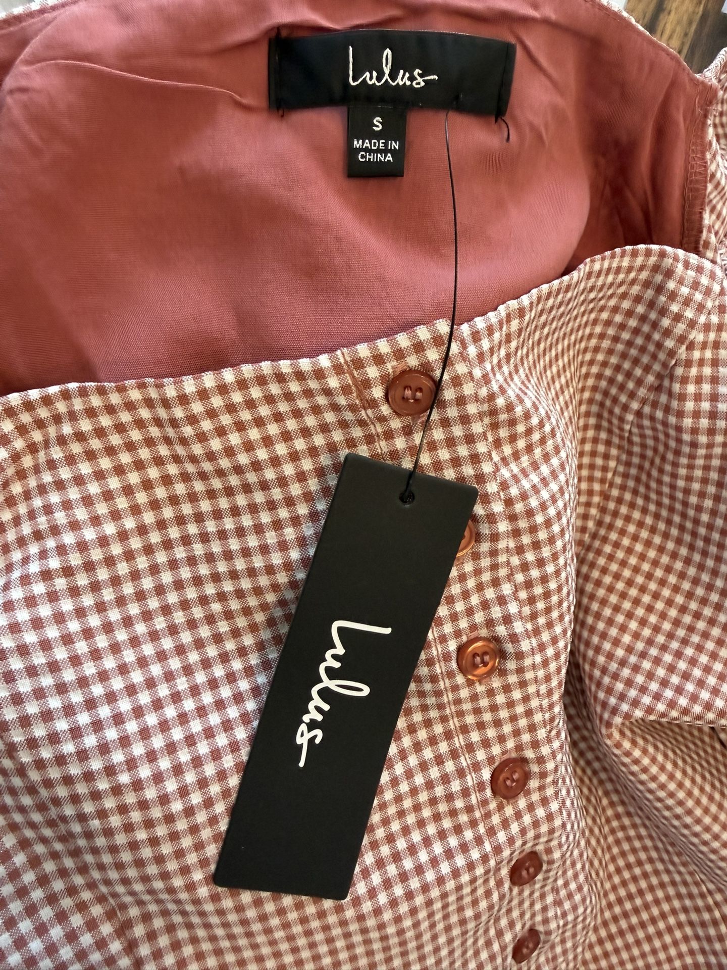 NWT Lulus Gingham Seersucker Puff-Sleeve Top - Size S - photo 3