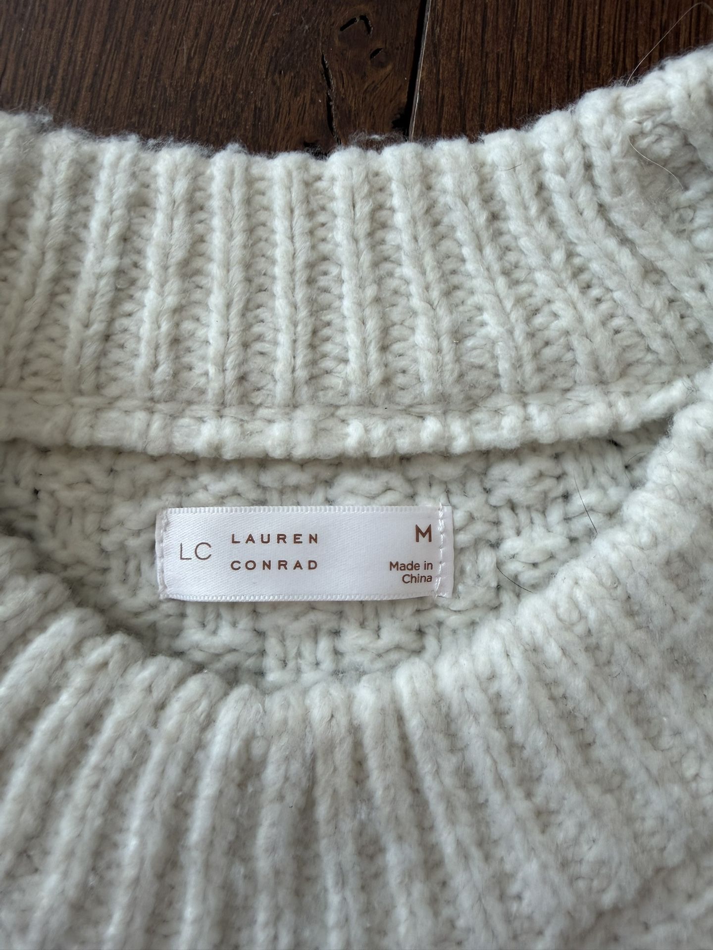 Women's Medium Cream Cable-Knit Lauren Conrad Sweater $15 - photo 2