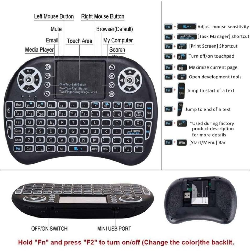 2.4GHz Backlit Mini Keyboard with Touchpad - photo 2