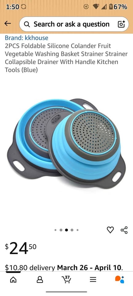 2PCS Foldable Silicone Colander Set - photo 3