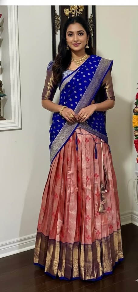 Pure Kanchipuram Pattu Lehenga with Half Saree - Adult Size - photo 2