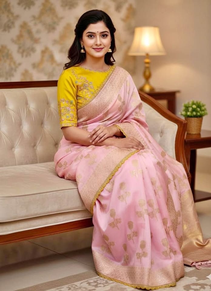 Beautiful Banarasi Saree with Ready-to-Wear Blouse (Fits 32-46)