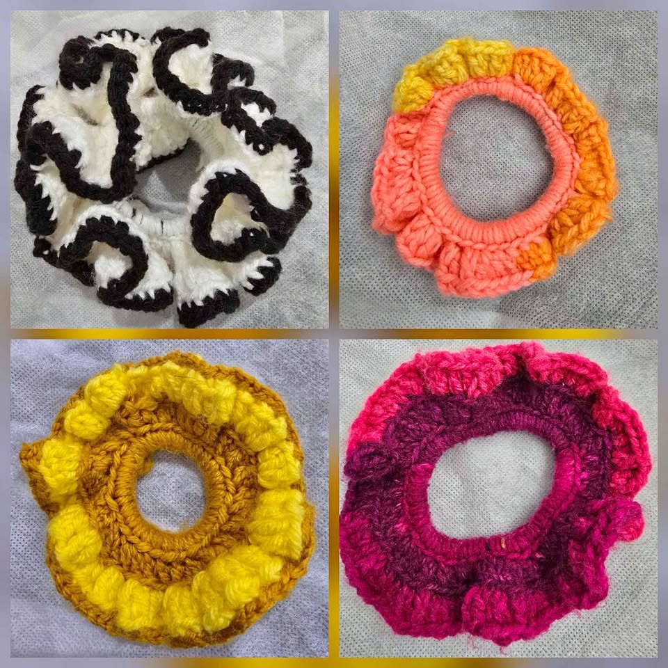 Handmade crochet scrunchies