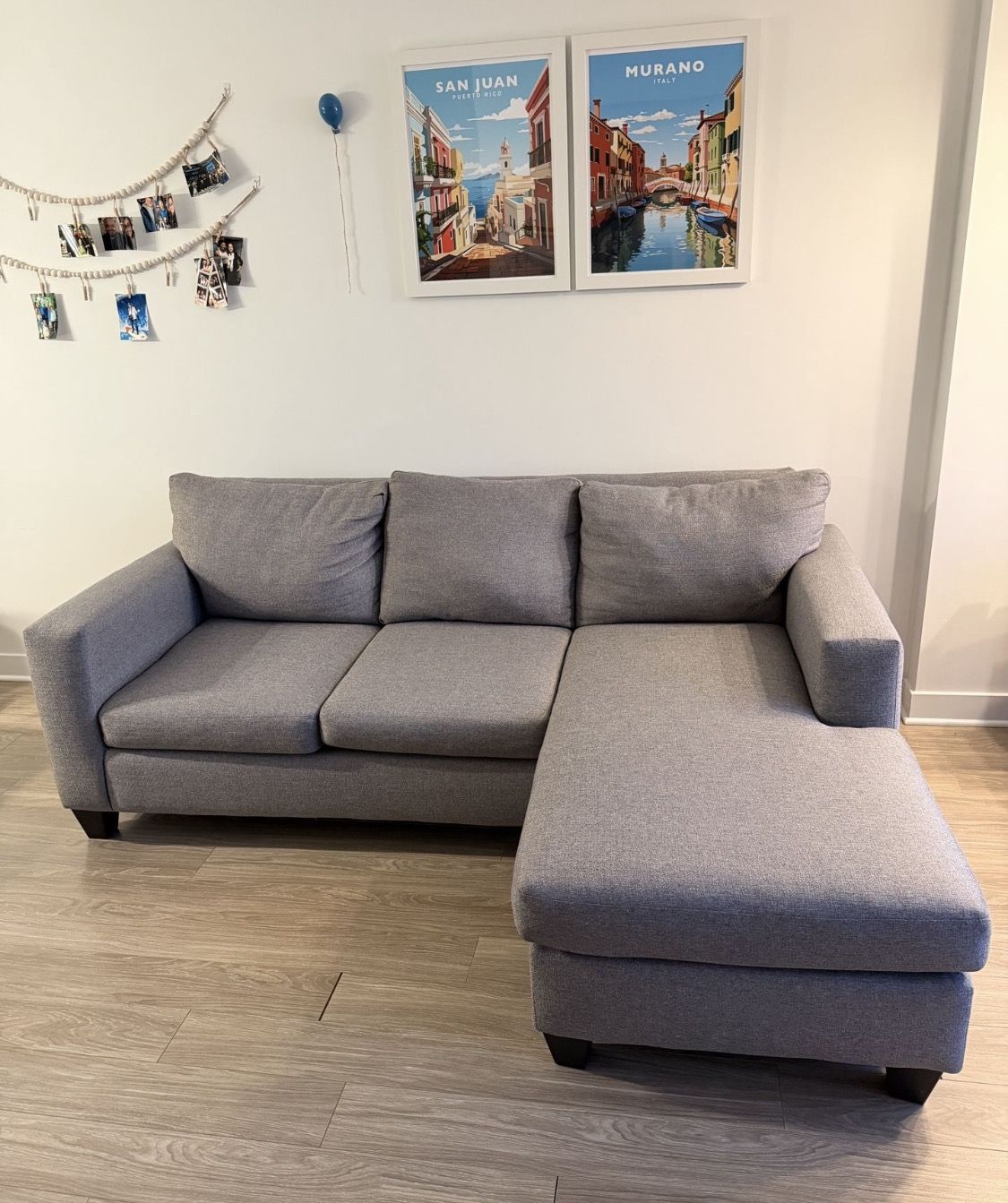 Grey L-shaped Couch – Excellent Condition