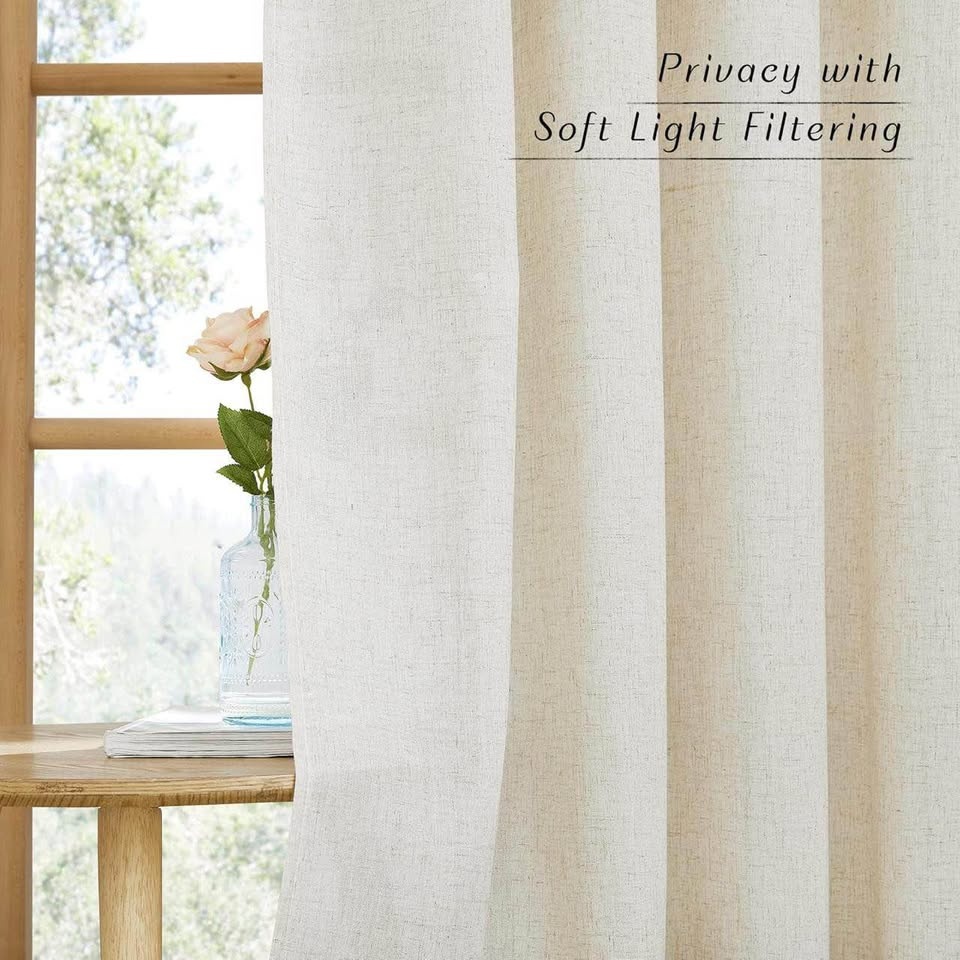NICETOWN Linen Sheer Curtains 96" Long Grommet (2 Panels) - photo 2