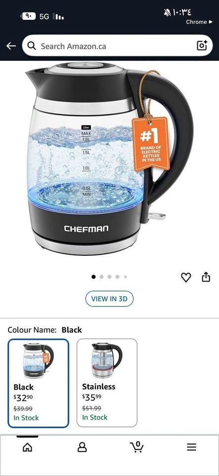 Chefman Electric Kettle 1.8L 1500W