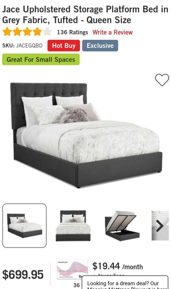 Queen Size Upholstered Storage Bed – Grey - photo 3