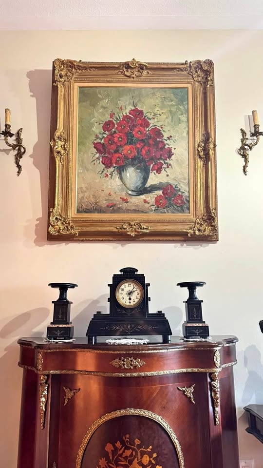 Antique French Marble Clock with 2 Garnitures