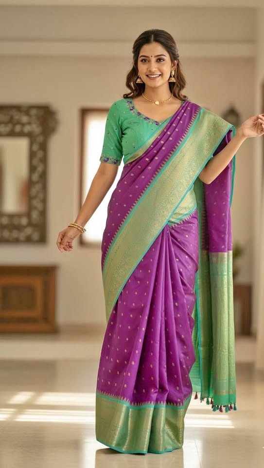 Pure silk gadwal saree with ready to wear blouse