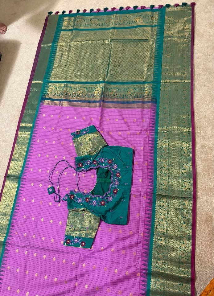 Pure silk gadwal saree with ready to wear blouse - photo 2