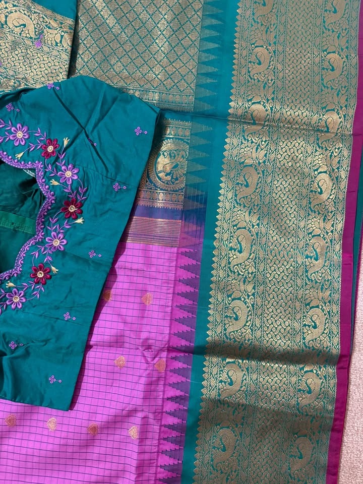 Pure silk gadwal saree with ready to wear blouse - photo 3