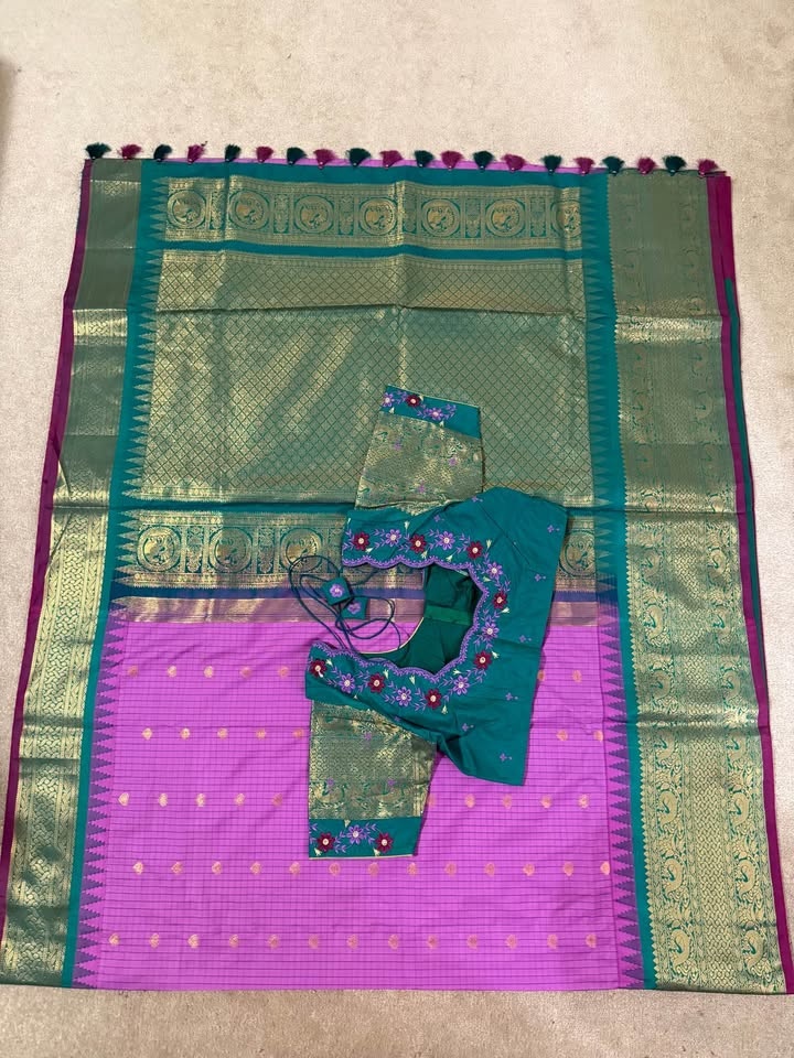 Pure silk gadwal saree with ready to wear blouse - photo 4