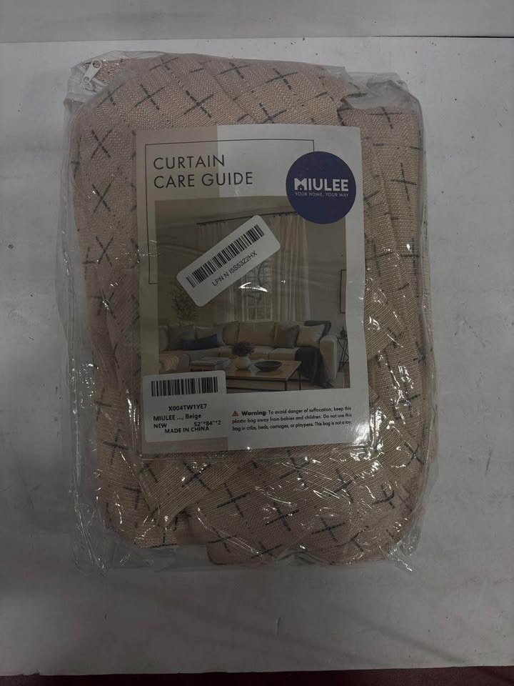 MIULEE Decorative Back Tab Linen Curtains - Geometric Pattern (2 - photo 3